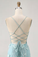 Load image into Gallery viewer, Sparkly Blue Floral Tight Corset Short Prom Dress with Sequins