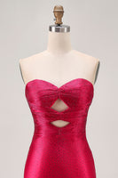 Load image into Gallery viewer, Sparkly Red Sweetheart Beaded Tight Short Prom Dress with Keyholes