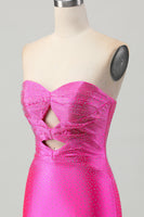 Load image into Gallery viewer, Sparkly Fuchsia Sweetheart Tight Short Beaded Prom Dress with Keyholes