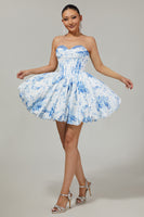 Load image into Gallery viewer, Pink Sweetheart Corset Floral Short Prom Dress