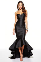 Load image into Gallery viewer, Black Corset Sweetheart Mermaid High-Low Black Tie Dress