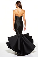 Load image into Gallery viewer, Black Corset Sweetheart Mermaid High-Low Black Tie Dress