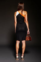 Load image into Gallery viewer, Black Patchwork One Shoulder Short Tight Cocktail Dress