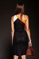 Load image into Gallery viewer, Black Patchwork One Shoulder Short Tight Cocktail Dress