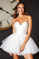 Load image into Gallery viewer, Sweetheart White A Line Tulle Short Prom Dress