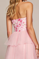 Load image into Gallery viewer, Floral Pink Tulle Sweetheart Short Prom Dress