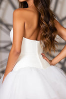 Load image into Gallery viewer, A Line White Tulle Sweetheart Short Prom Dress