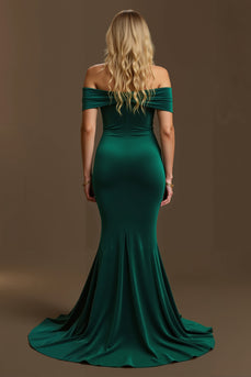 Dark Green Mermaid Off The Shoulder Long Holiday Party Dress