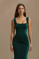 Load image into Gallery viewer, Dark Green Ruched Mermaid Long Holiday Party Dress