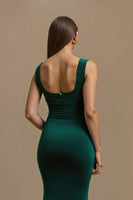 Load image into Gallery viewer, Dark Green Ruched Mermaid Long Holiday Party Dress