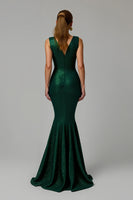 Load image into Gallery viewer, Sparkly Dark Green Mermaid Bateau Neck Long Holiday Party Dress