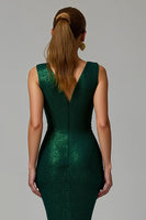 Load image into Gallery viewer, Sparkly Dark Green Mermaid Bateau Neck Long Holiday Party Dress