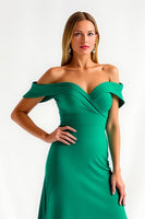 Load image into Gallery viewer, Dark Green Sheath Off the Shoulder Long Holiday Party Dress