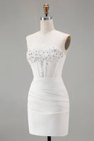 Load image into Gallery viewer, White Sweetheart Short Bodycon Beaded Prom Dress