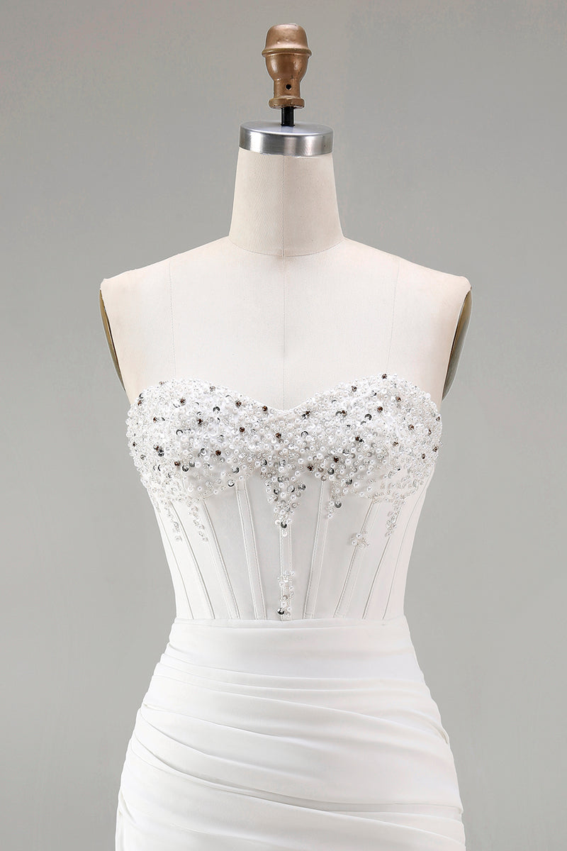 Load image into Gallery viewer, White Sweetheart Short Bodycon Beaded Prom Dress