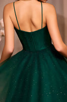 Load image into Gallery viewer, Sparkly Dark Green A Line Beaded Short Prom Dress