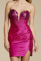 Load image into Gallery viewer, Sparkly Fuchsia Short Tight Prom Dress with Sequins