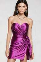 Load image into Gallery viewer, Purple Sweetheart Metallic Short Prom Dress with Slit