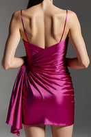 Load image into Gallery viewer, Fuchsia Short Tight Prom Dress with Side Cape