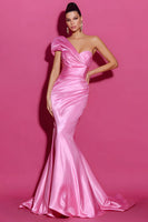 Load image into Gallery viewer, Hot Pink Mermaid One Shoulder Long Pageant Dress