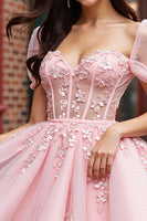 Load image into Gallery viewer, Blush Floral Corset Tulle Short Prom Dress