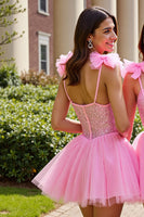 Load image into Gallery viewer, Sparkly Pink A Line Tulle Short Prom Dress with Sequins