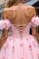 Load image into Gallery viewer, Blush Corset Floral Short Prom Dress with Lace
