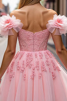 Load image into Gallery viewer, Blush Floral Short Corset Prom Dress with Appliques