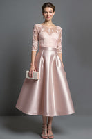Load image into Gallery viewer, Apricot Satin A Line Maxi Mother of the Bride Dress with Lace