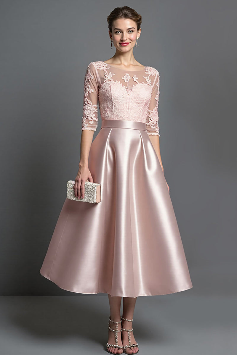 Load image into Gallery viewer, Apricot Satin A Line Maxi Mother of the Bride Dress with Lace