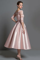 Load image into Gallery viewer, Apricot Satin A Line Maxi Mother of the Bride Dress with Lace