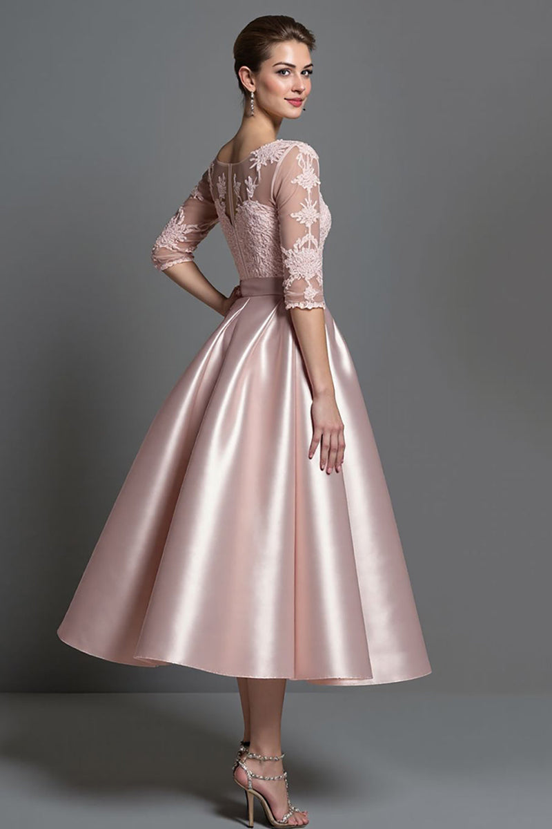 Load image into Gallery viewer, Apricot Satin A Line Maxi Mother of the Bride Dress with Lace