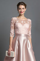 Load image into Gallery viewer, Apricot Satin A Line Maxi Mother of the Bride Dress with Lace