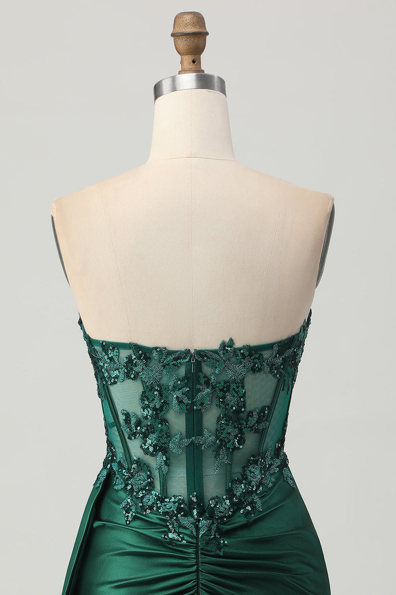 Load image into Gallery viewer, Sparkly Dark Green Sweetheart Corset Short Prom Dress