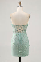 Load image into Gallery viewer, Sparkly Sage Floral Sweetheart Corset Tight Short Prom Dress with Beading