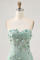 Load image into Gallery viewer, Sparkly Sage Floral Sweetheart Corset Tight Short Prom Dress with Beading
