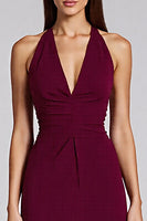 Load image into Gallery viewer, Black Bodycon Satin Halter Backless Midi Cocktail Dress