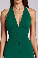 Load image into Gallery viewer, Black Bodycon Satin Halter Backless Midi Cocktail Dress