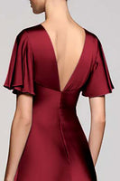 Load image into Gallery viewer, Satin Black A Line V-Neck Midi Cocktail Dress with Ruffles