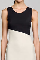 Load image into Gallery viewer, Satin Black and White Midi Cocktail Dress with Ruffles