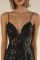 Load image into Gallery viewer, Black Lace Spaghetti Straps Tight Short Cocktail Dress