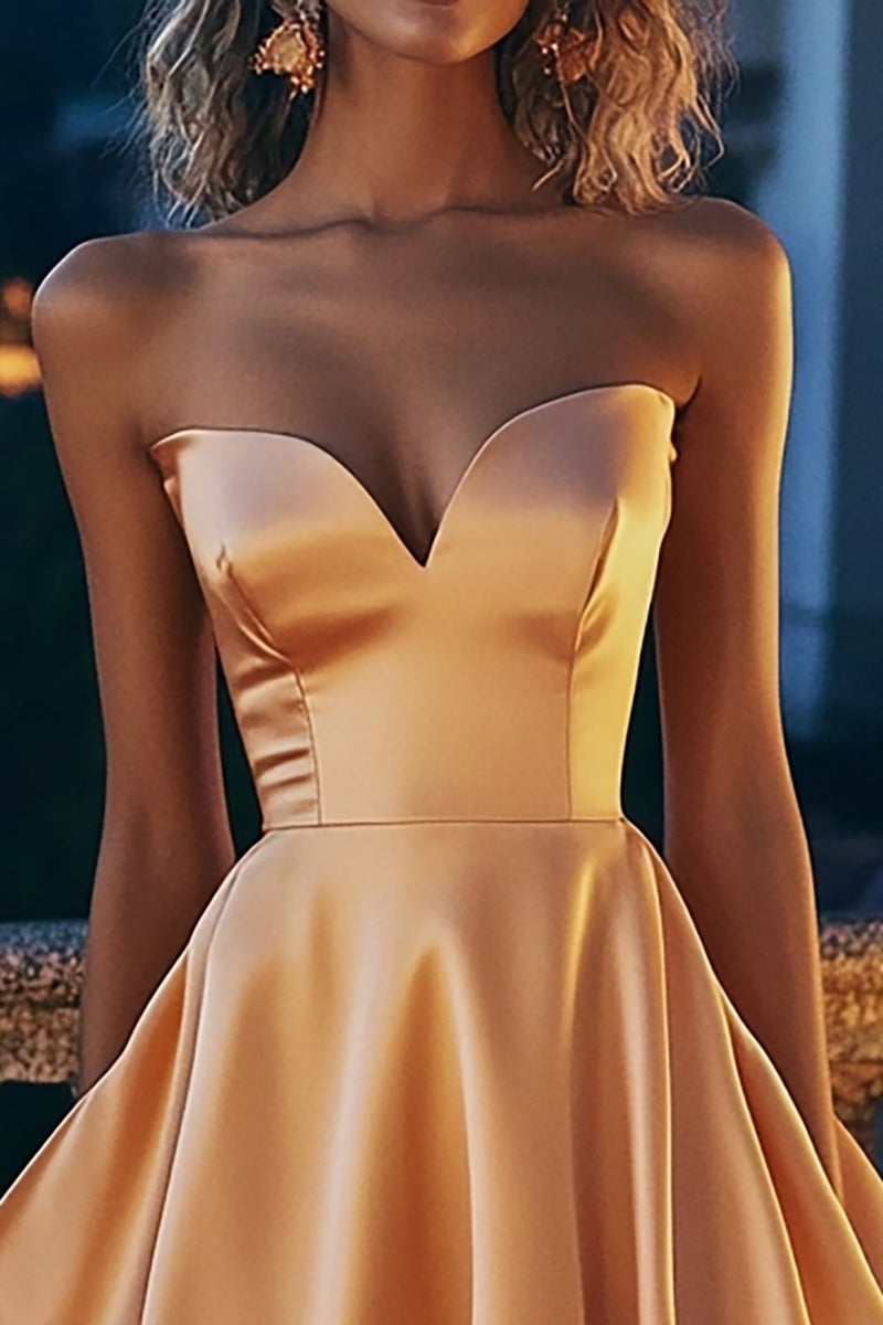 Load image into Gallery viewer, Light Orange Satin Sweetheart Short Prom Dress with Ruffles