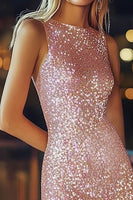 Load image into Gallery viewer, Sparkly Pink Bodycon Sequin Short Cocktail Dress with Feathers