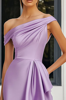 Lilac Satin One Shoulder Bodycon Short Cocktail Dress