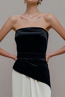 Load image into Gallery viewer, Black and White Sheath Velvet Patchwork Long Holiday Party Dress