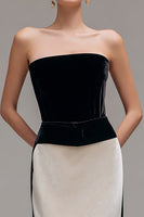 Load image into Gallery viewer, Black and Champagne Patchwork Sheath Long Holiday Party Dress