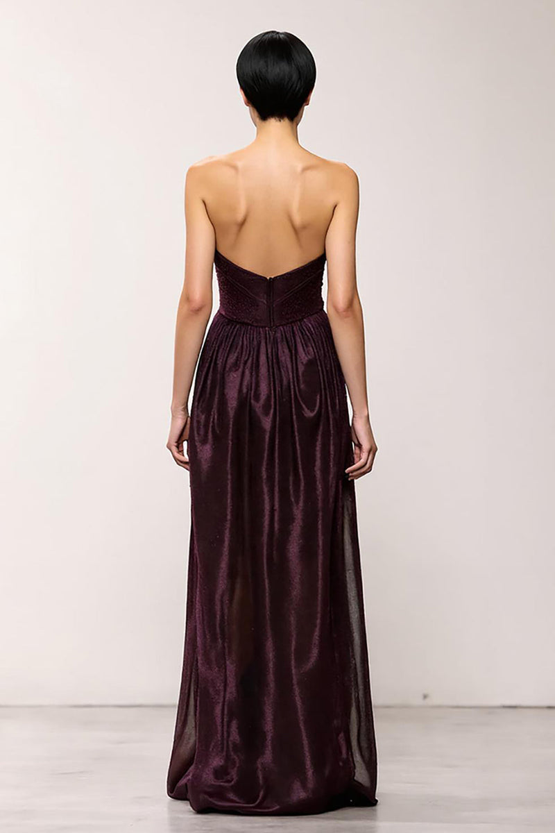 Load image into Gallery viewer, Simple Coffee Strapless Long Sheath Evening Dress