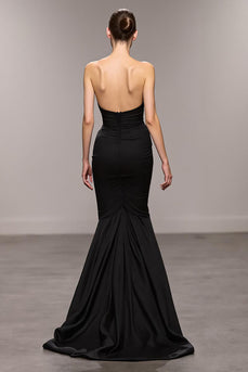 Black Sweetheart Long Mermaid Evening Dress with Slit