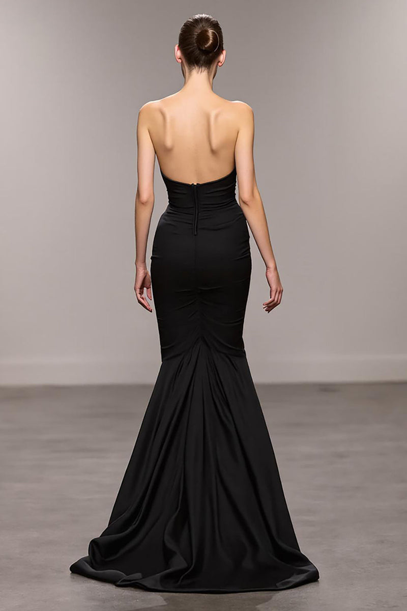 Load image into Gallery viewer, Black Sweetheart Long Mermaid Evening Dress with Slit