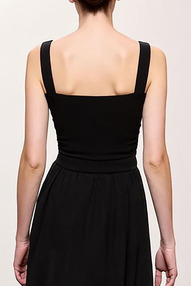 Load image into Gallery viewer, Simple Black Ruched A Line Long Evening Dress
